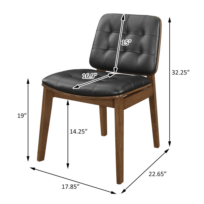 Chaise d'appoint capitonnée noire et noyer Kellem