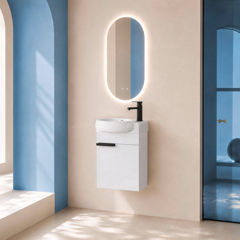 Meuble-lavabo flottant 16 "Bend (RTA) Bend, Blanc