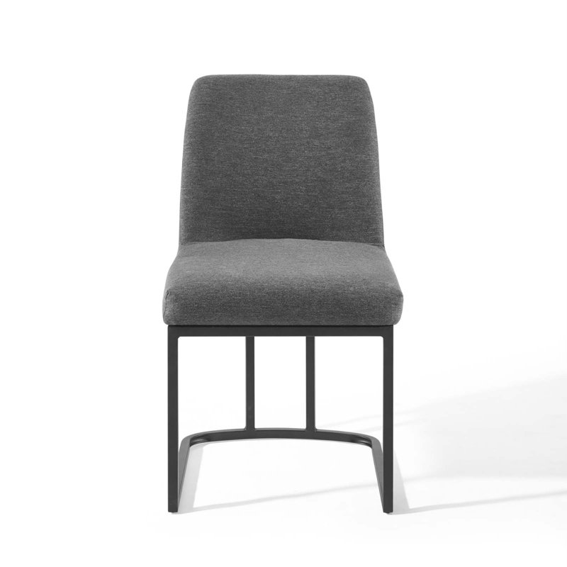 Chaise d'appoint de salle à manger en velours Amplifier Base Performance, Polyester gris anthracite, Noir