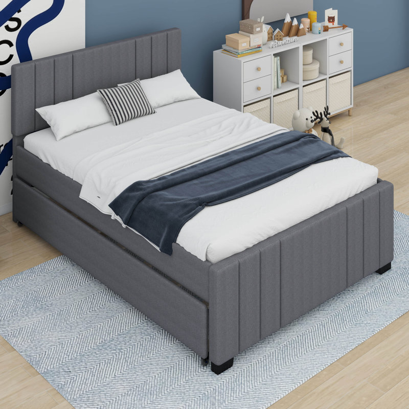 Full Upholstered Platform Bed with Trundle