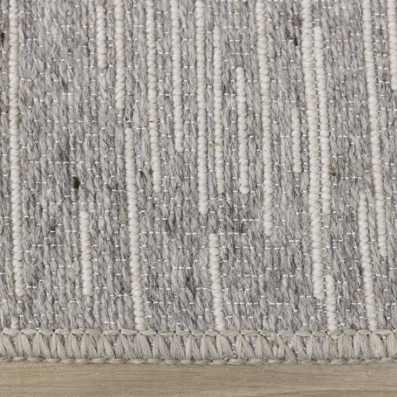 Emerfield Gray Stripes Wool Area Rug, Rectangle 2'0" x 3'7"