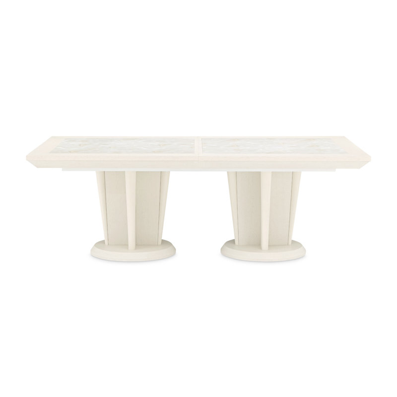 Rectangle Oak Extendable Double Pedestal Dining Table