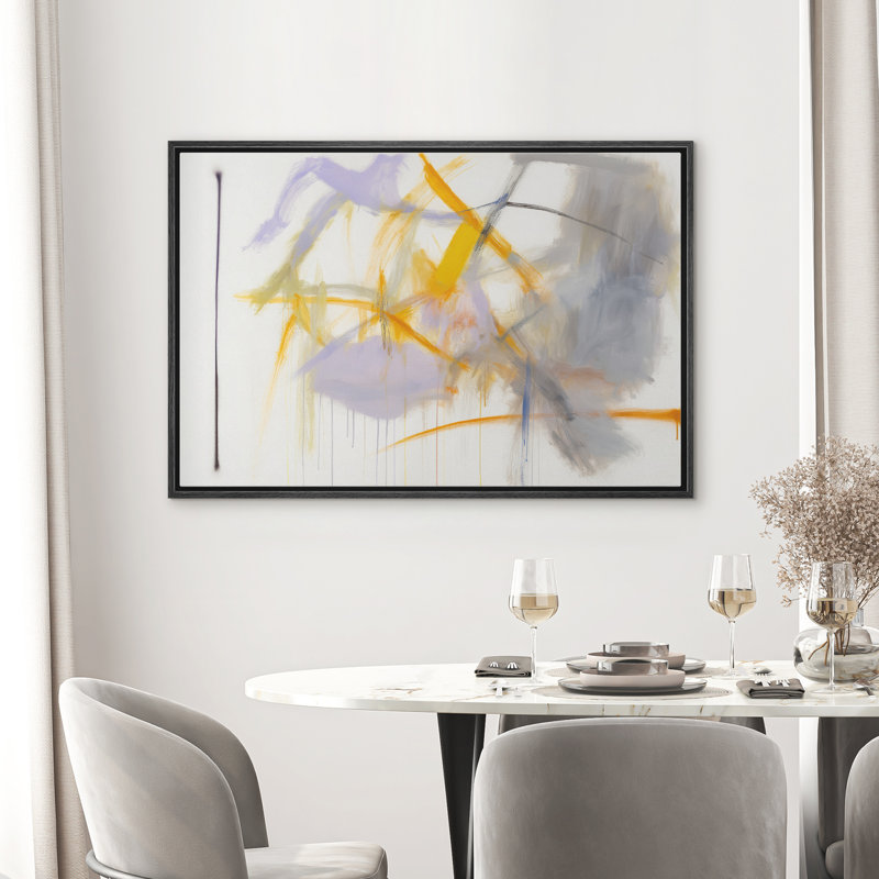 «Neutral Abstract Wall Art», reproduction d'art sur toile encadrée, H 16 po x l 24 po, Noir