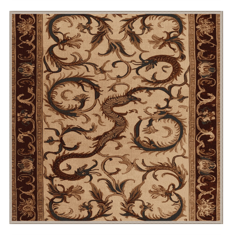 Tapis beige français lavable à la machine, Carré 4 pi