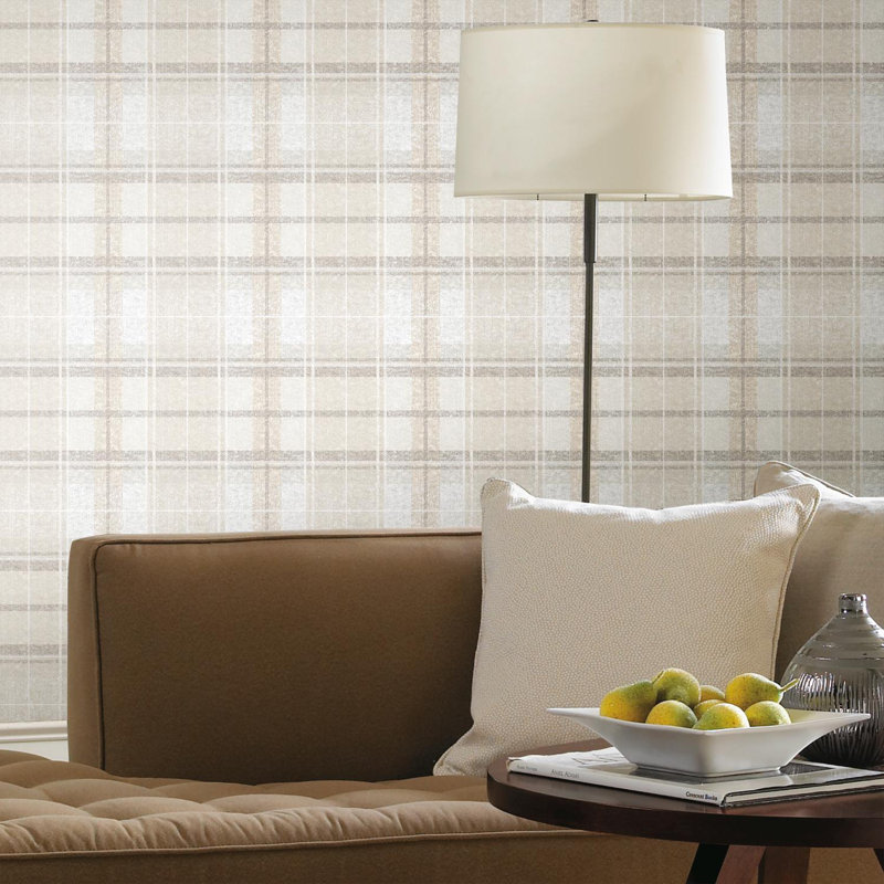 Doreen Peel & Stick Vinyl Plaid Wallpaper Roll, Beige