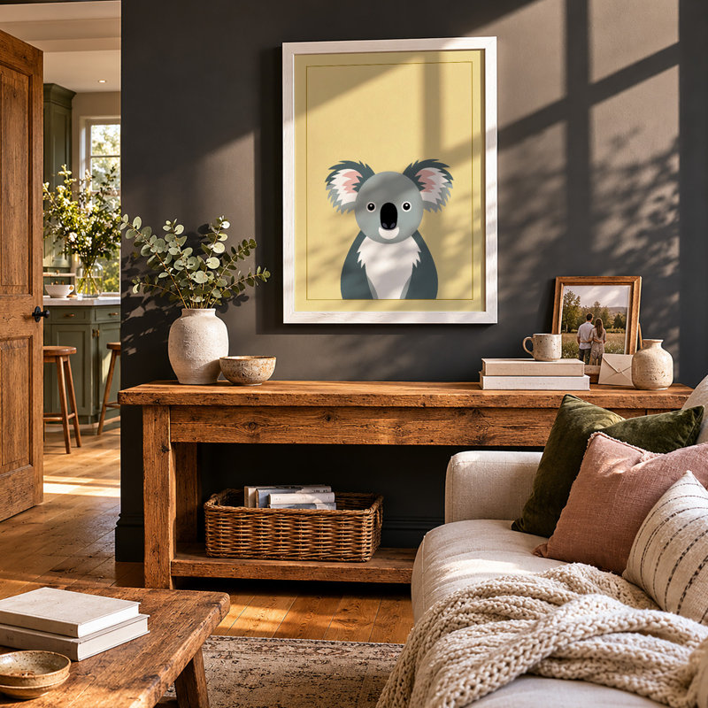 Gentle Koala Modern - Framed Print, A4 - 29.7 x 21.0 cm, White