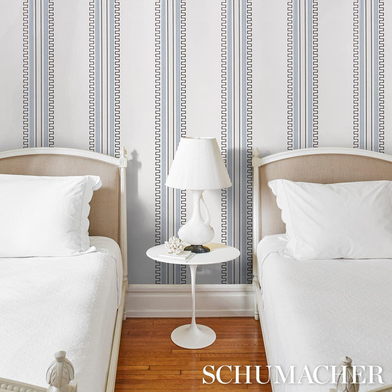 Schumacher x Mary McDonald Greco Stripe Wallpaper, Ivory