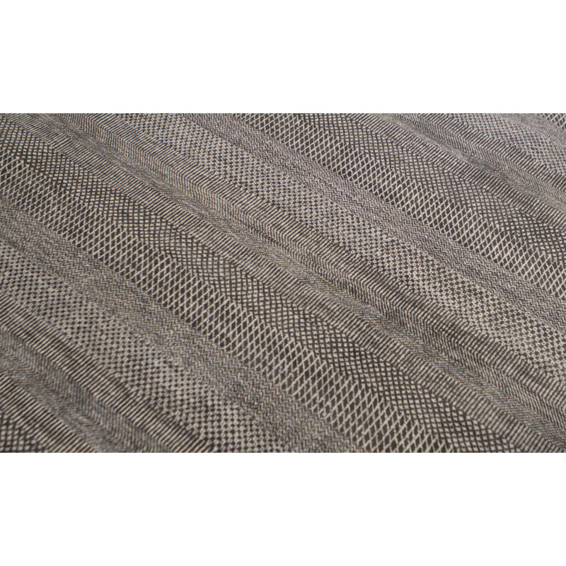 Tapis noir et argent noué à la main de haute qualité