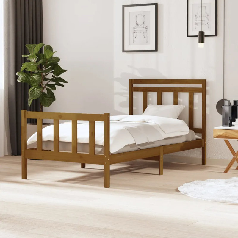 Bed Frame Solid Wood, Black, 206 x 205.5 cm
