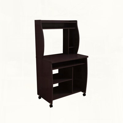Mobile Utility Cart with Hutch, Spice Rack, and Locking Casters