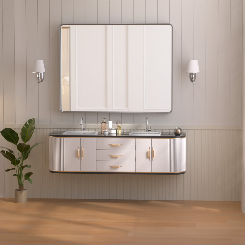 Miroir d'appoint Tyro, Argent, 42 po x 36 po, Rectangulaire