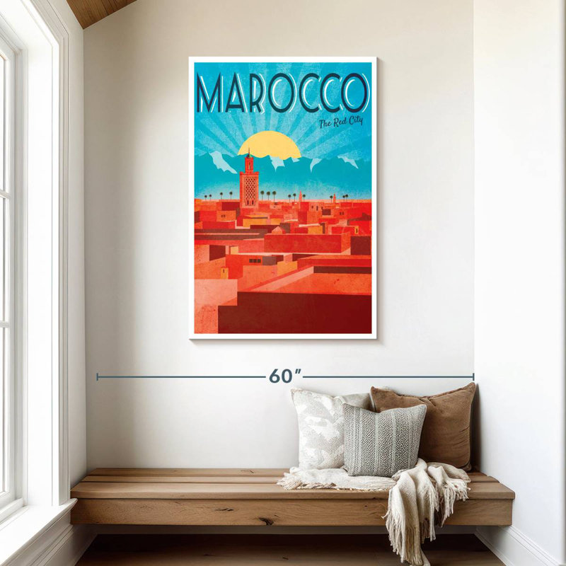 Affiche rétro de Marrakech, H 45 po x l 30 po
