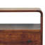 Console en bois courbé Nordic Charm, 2 tiroirs, 1 rangement ouvert, pieds nordiques, brun