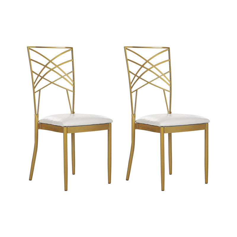 Damajae 45cm H Upholstered Ladder Back Side Chair, Gold