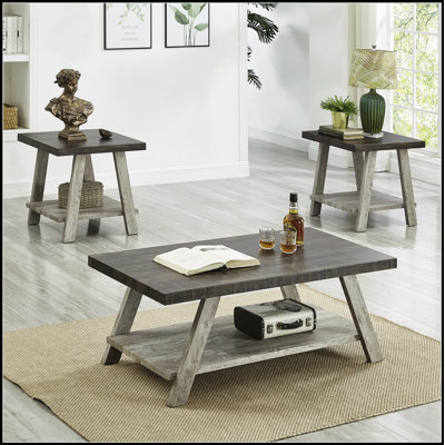Table basse ronde avec plateau et tablette en bois manufacturé, durable et écologique pour les salons modernes