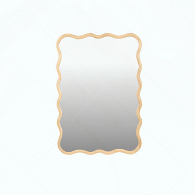 Solid Wood Wavy Rectangle Mirror, Black
