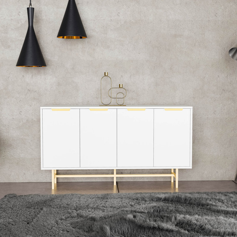 Covedale 144cm Console Table, White/Gold