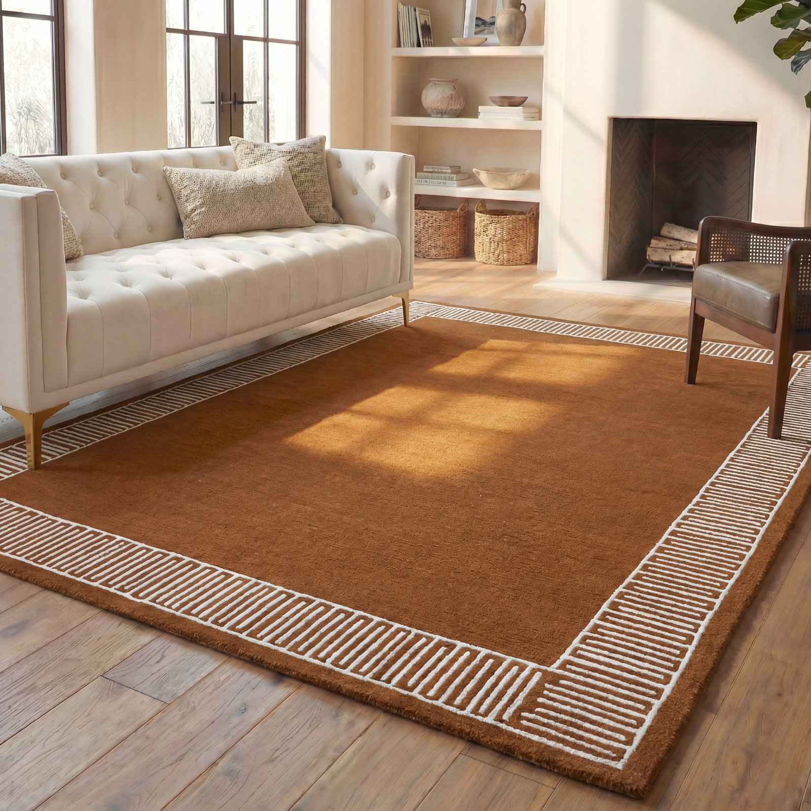 Hand-Tufted Geometric Wool Rug, Rectangle 8' x 10'