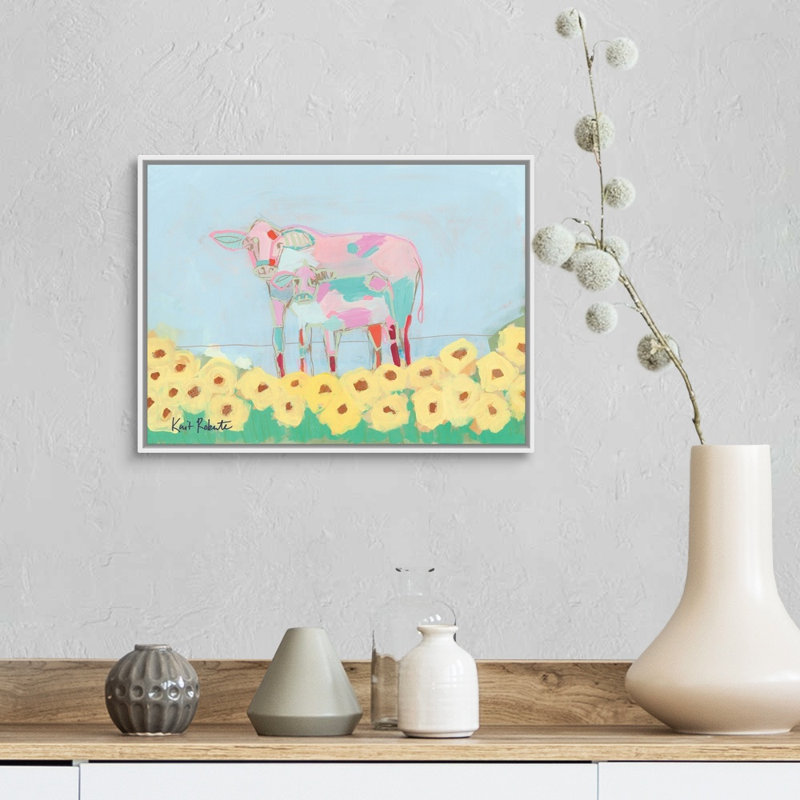 «Rory and Teal» par Kait Roberts, reproduction sur toile, H 14 po x l 18 po x P 1,75 po, Toile blanche encadrée