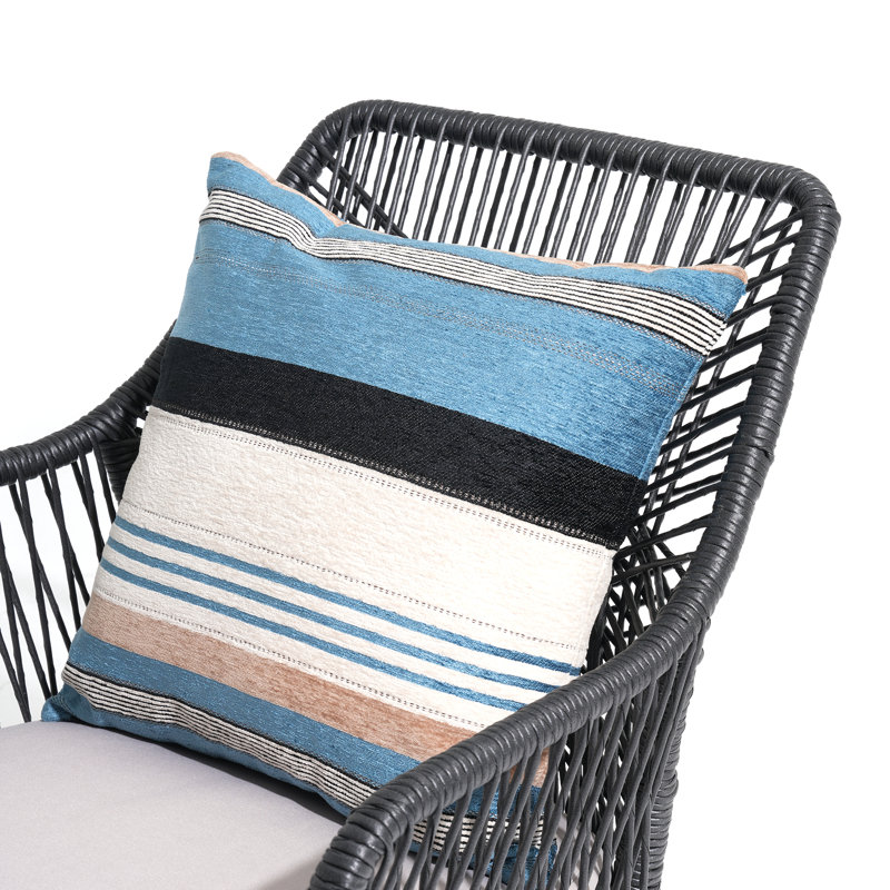 Outdoor 6-person Dining Set With Cushions, Gray Cushion/Black Frame