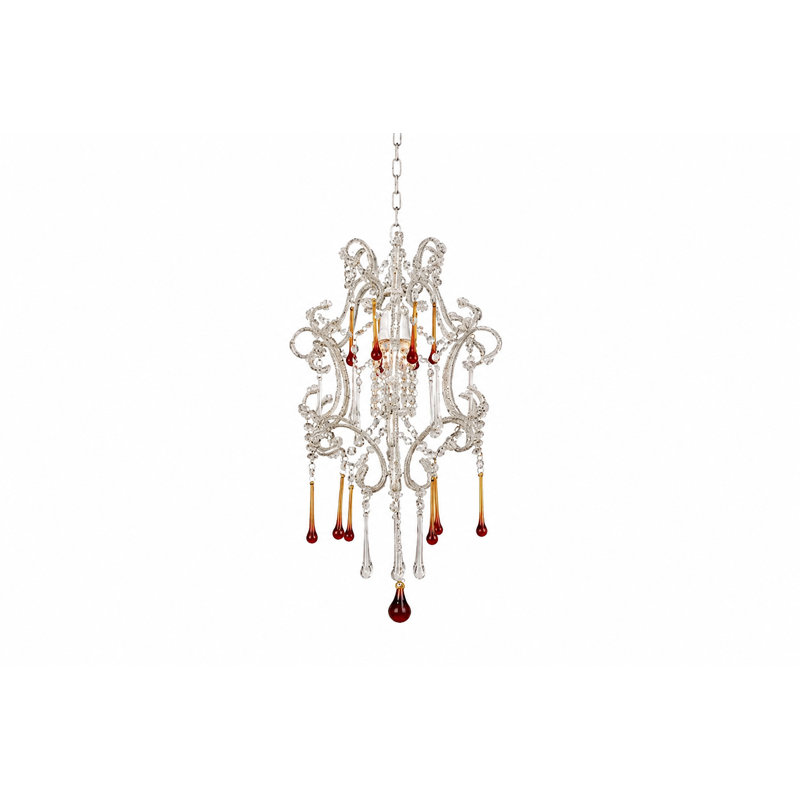 Lustre transitionnel en chrome 1 lumière avec cristaux transparents et ambre