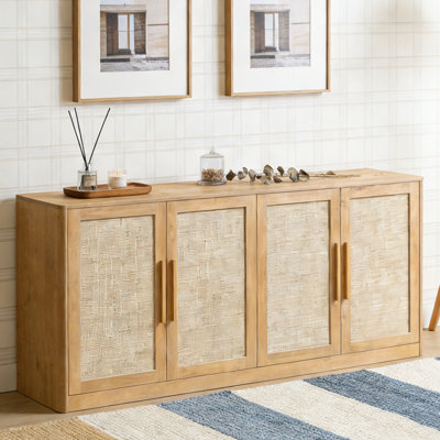 67" Rattan 4-Door Buffet Cabinet
