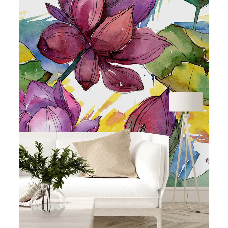 Peel & Stick Floral Wall Mural, 8.33' W x 8.33' L