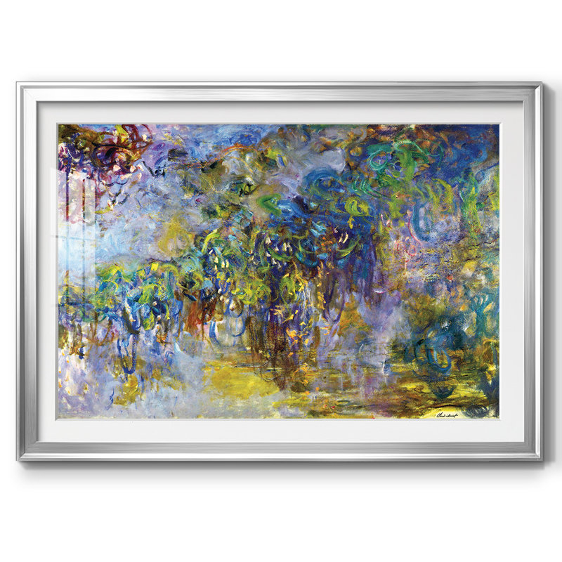 Wisteria [2], reproduction encadrée sur papier par Claude Monet, Argent, H 19 po x l 27 po x P 1,5 po