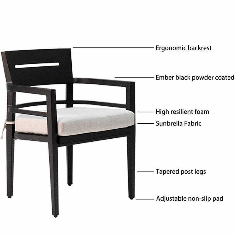 Ensemble de salle à manger 5 pièces pour l'extérieur, table de patio avec trou pour parasol et 4 chaises