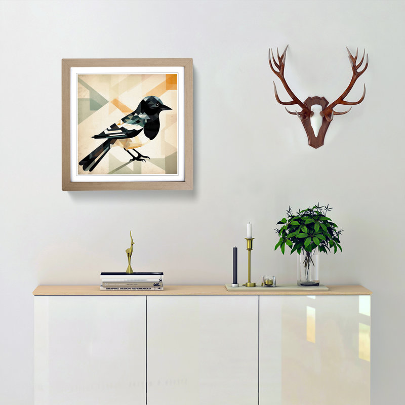 Magpie Bauhaus No.1 - Framed Print, Oak