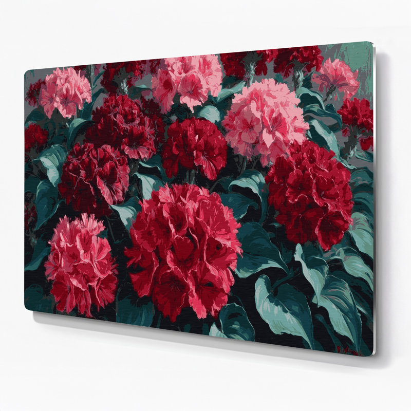 «Botanical Geraniums», art mural en métal noir, H 11 po x l 14 po