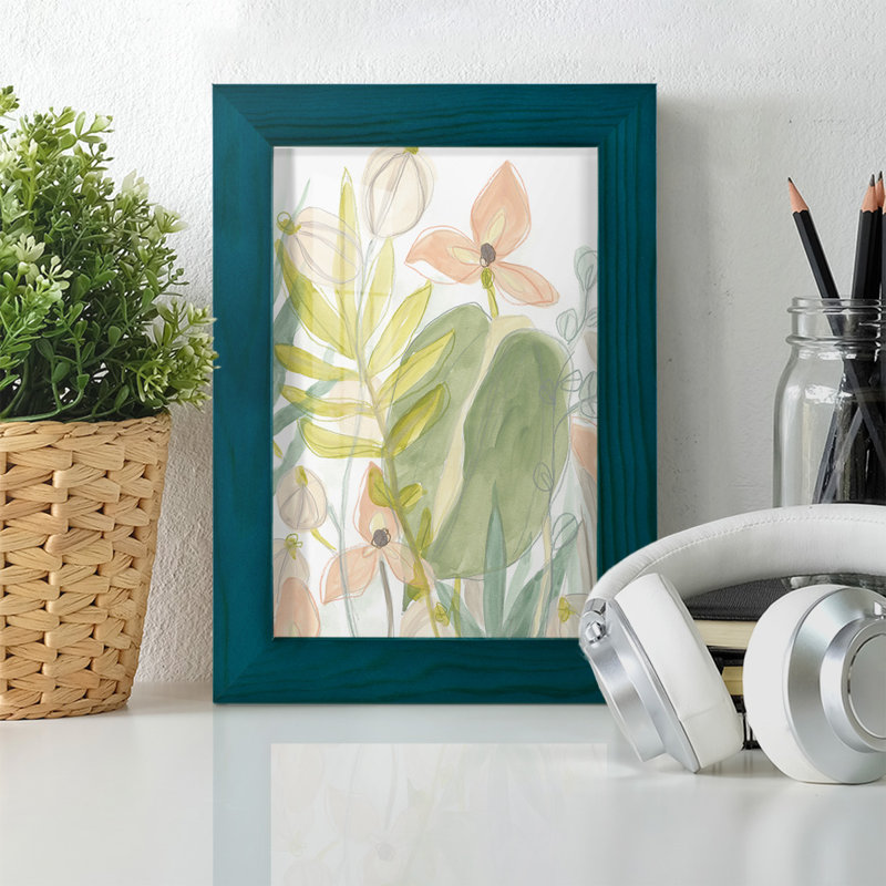 Island Flora II, reproduction d'art encadrée, H 6 po x l 4 po x P 1 po, Bleu