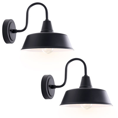 Lumières de grange à col-de-cygne extérieur noir mat Colefax, éclairage extérieur de ferme de 10 pouces