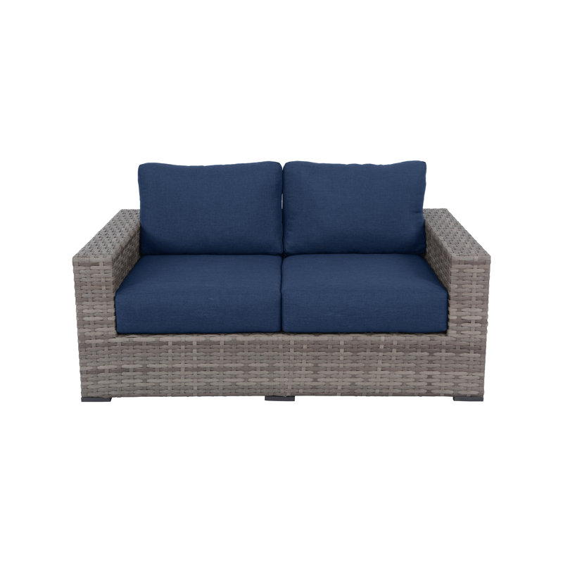 Kaiser 67'' Wide Metal Loveseat with Cushions, Navy