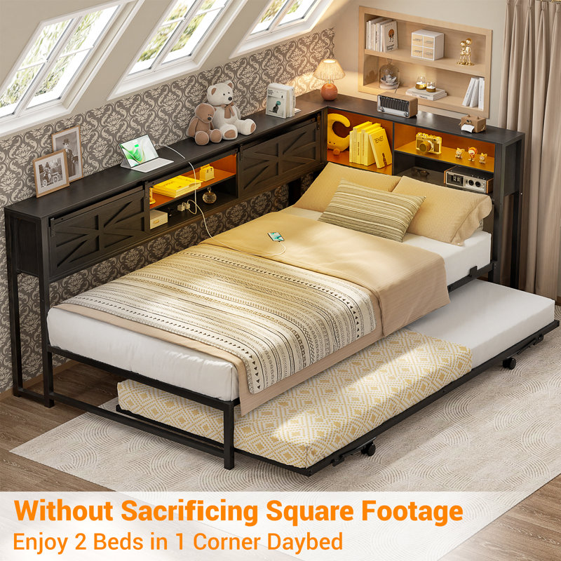 Corner Twin Daybed, Black