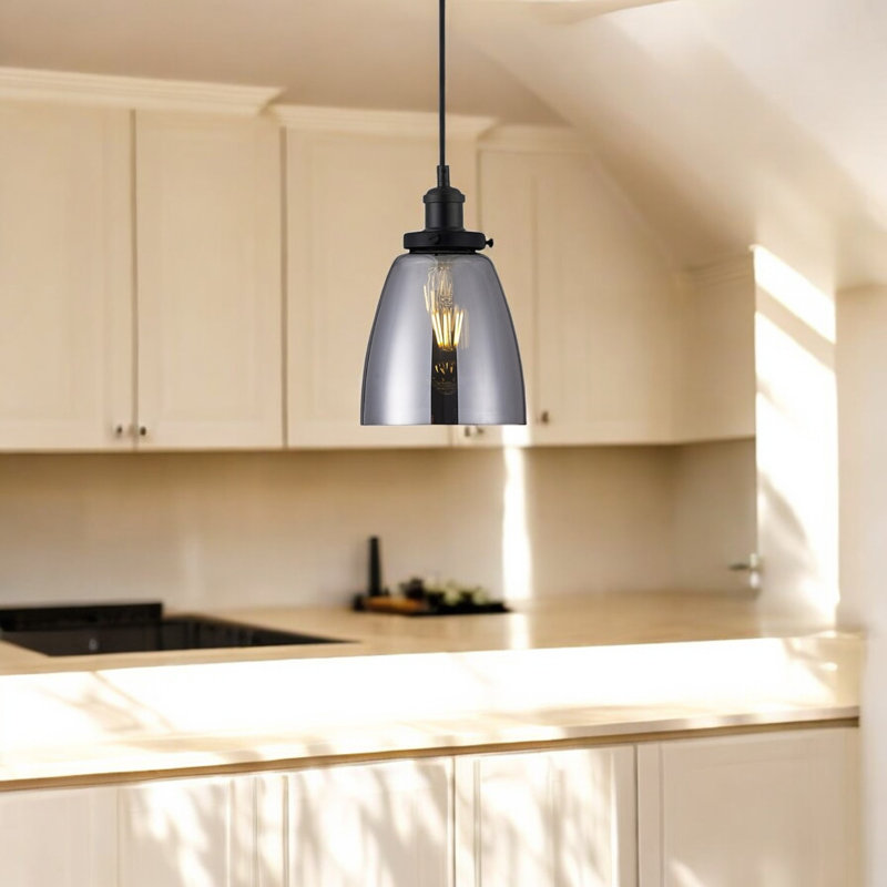 Calista 1 - Light Single Pendant, Black, Smoked