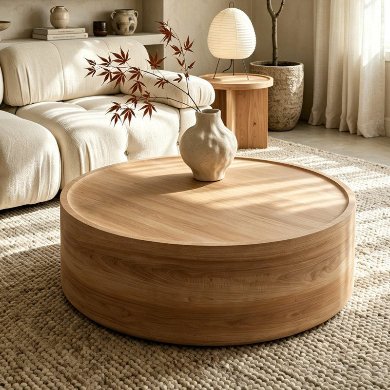 Table basse ronde 39,37 po Rachel au fini grain de bois naturel