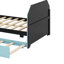 Lit de jour double en bois avec couchette, bureau et port USB-989337175