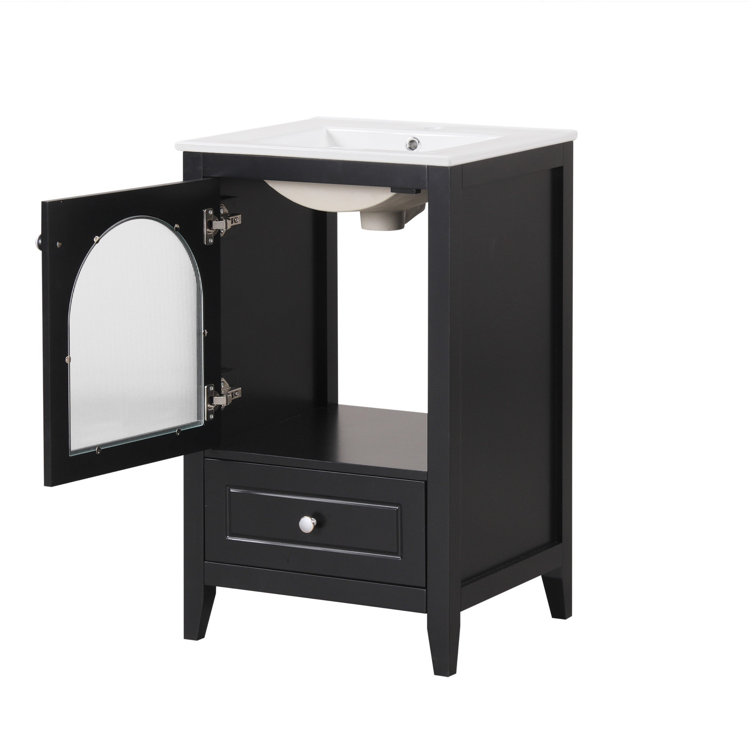 Winston Porter Small Bathroom Vanity with SoftClose Glass Doors Wayfair