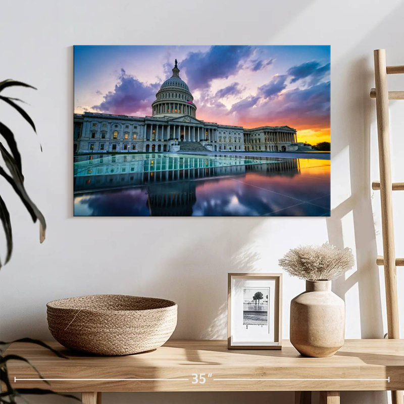 Lilie US Capitol Sunset Reflection, 16" H x 24" W