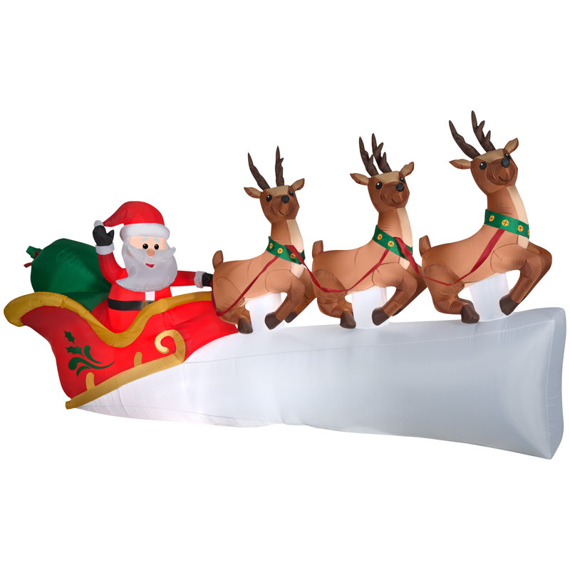 Père Noël en traîneau gonflable gonflable