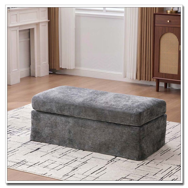 Repose-pieds rembourré en chenille, Gris anthracite