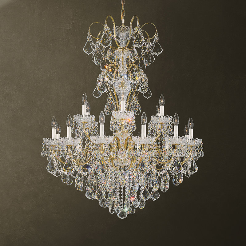 New Orleans 18 Light 36in x 44in Chandelier in Black Pearl with Clear Radiance Crystals, Chinese (K9), Gold