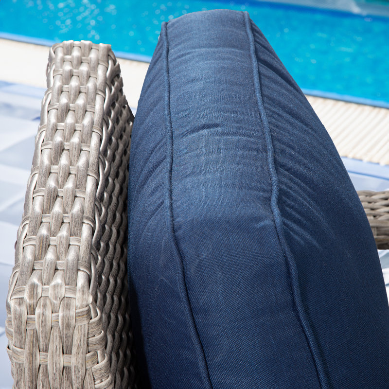 Chaise berçante d'extérieur en polyéthylène (PE) avec coussins Azalee, Bleu