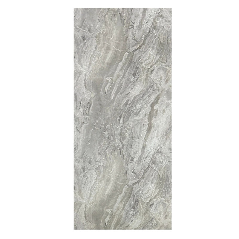 Panneaux muraux gris imitation marbre UV 4 pi x 9 pi Falkirk Irvine III (paquet de 5), Gris, veines foncées
