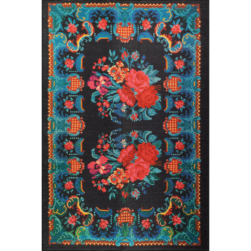 Caretta Chenille Floral Indoor / Outdoor Rug, Round 8'3"