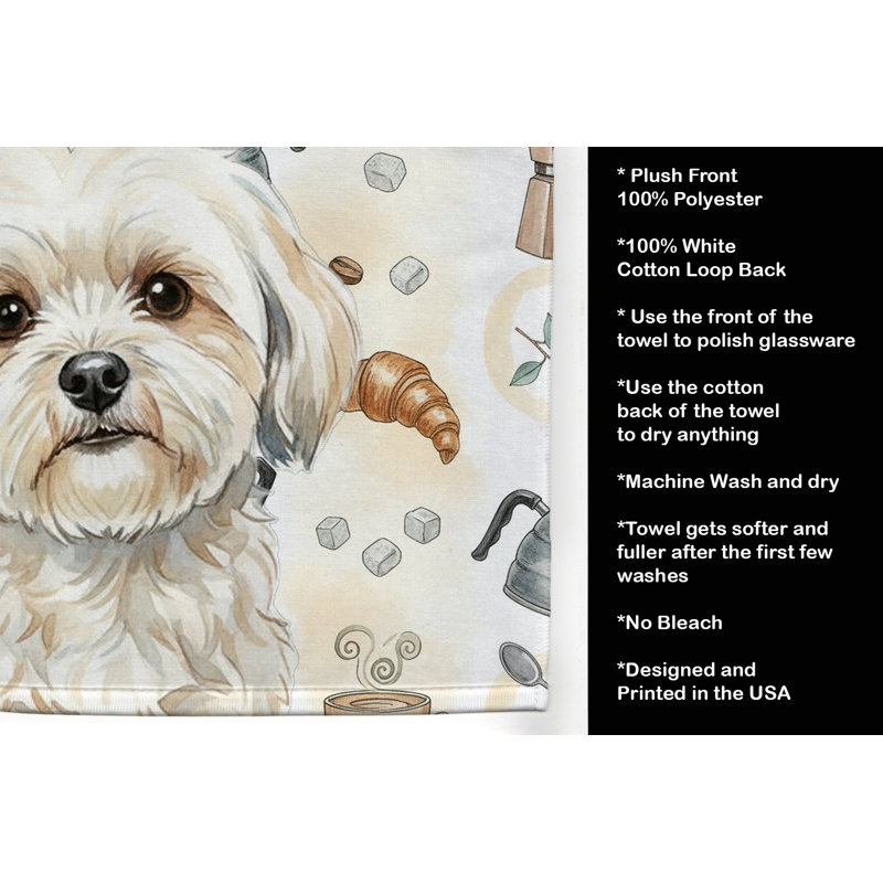White Lhasa Apso Coffee Bar Kitchen Towel, White Lhasa Apso