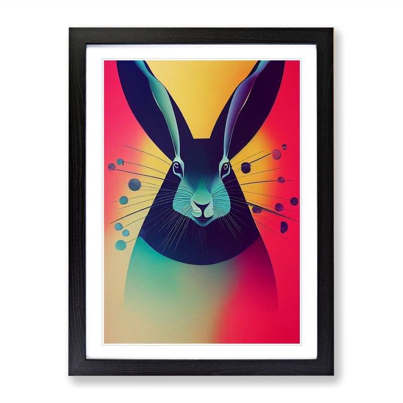 Vivid Hare Abstract - Single Picture Frame Print, Black Framed, 64cm H x 46cm W x 2cm D