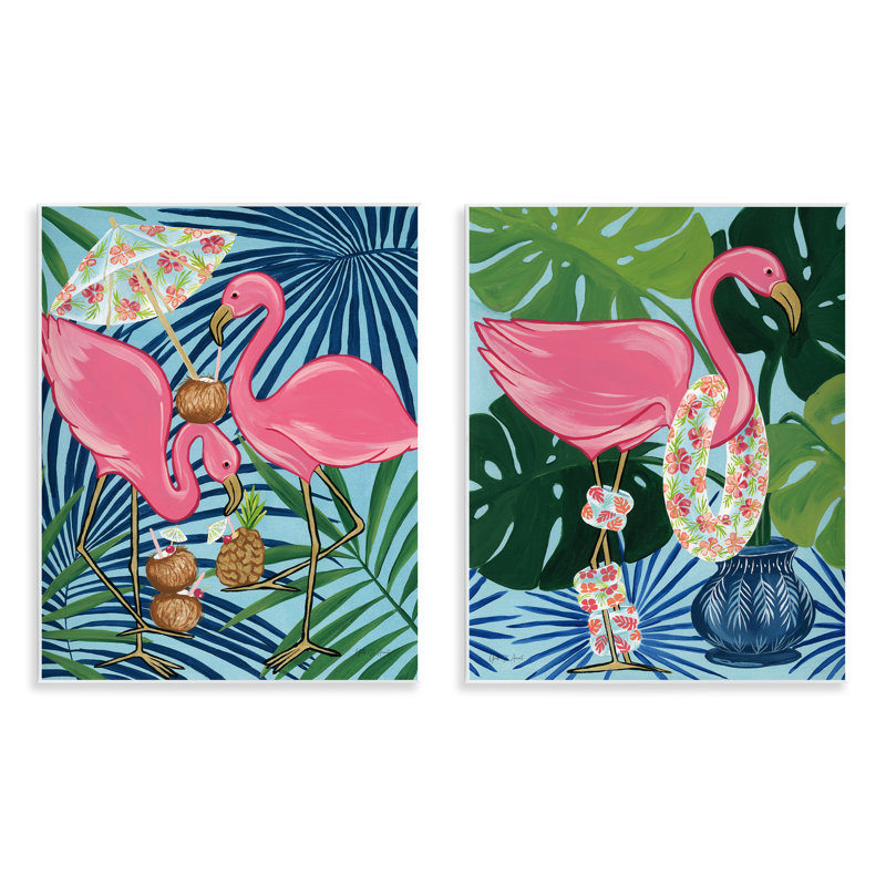  «Happy Hour», ensemble de plaques murales flamants roses par Yvette St. Amant