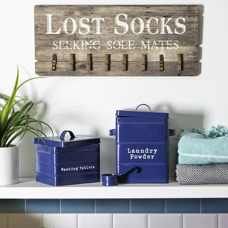 Harbour Housewares - 3 Piece Vintage Metal Utility Canisters Set, Blue